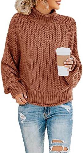Saodimallsu Womens Turtleneck Oversized Sweaters Batwing Long Sleeve Pullover Loose Chunky Knit Jumper