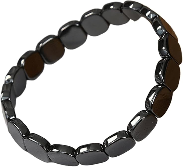 Hematite Bracelet For Men, Natural Power Stone Adjustable Elastic Stylish Design Enhancing Vitality Gift Jewelry