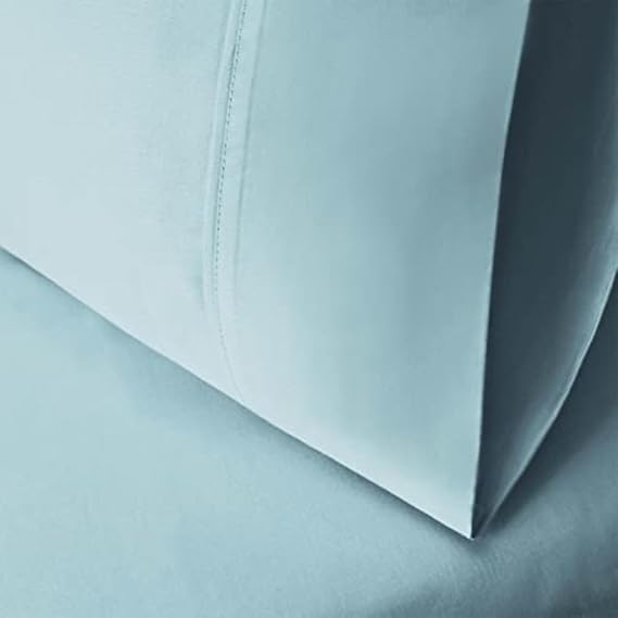 Superior 100% Egyptian Cotton 400 Thread Count Solid 2-Piece Pillowcase Set, King, Light Blue