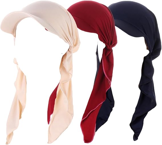 Bandana Head Scarf Cap for Women Chemo Headwear with Scarfs Tied Headbands Solid Scarf Sun Visor Hat Newsboy Cap