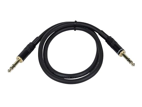 Monoprice 104792 3ft Premier Series 1/4in TRS Male to Male Cable, 16AWG (Gold Plated) Black