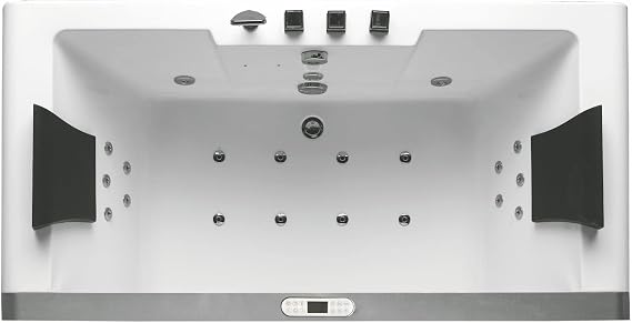 AM196ETL 6' Clear Rectangular Acrylic Whirlpool Bathtub for Two, White