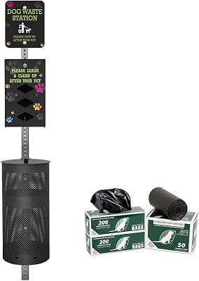ZERO WASTE USA - Rust Proof Aluminum Dog Waste Station for Roll Bags Most Popular Bags - Free 400 Waste Bags & 25 can Liners - Over 500k Sold in USA Colorful Paws | Matte Black