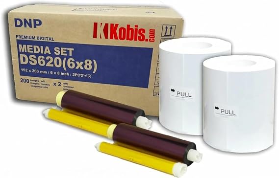 DNP 6x8 Dye Sub Media for DS620A Printer, 2 Rolls of 200 Prints (Total 400)