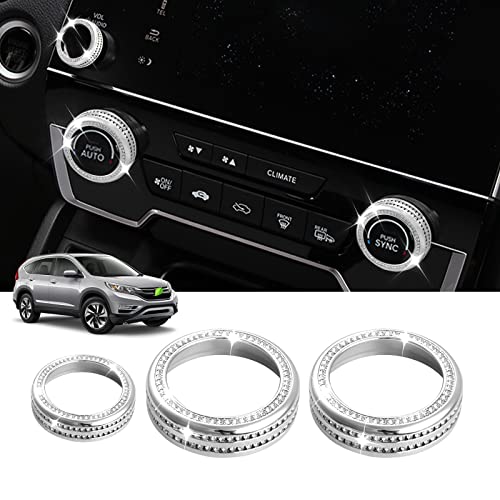 Bling AC Air Conditioner Radio Knob Cover for Honda CR-V 2017-2022 CRV Multimedia Screen Audio Volume Climate Knob Button Cover Trim Ring CRV Bling Car Accessories Interiors 3PCS
