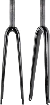 Bike Rigid Fork Full Carbon Fiber Bike Hard Fork C Brakes 28.6mm 700C Road Bikes Fork, QR 9mm 1-18 Threadless Straight Tube Front ForksGloss Black