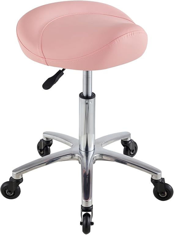 Saddle Stool with Wheels, Ultra-Quiet Rolling Salon Stool Chair