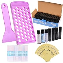 Kare & Kind Lip Ba lm Filling Tray Kit - 1x Filling Tray, 1x Spatula, 50x Lip Balm Tubes (Black), 50x Writable Sticker (3 colors), 50 Printed Stickers (Transparent) - DIY Homemade Lip Balm