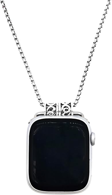 Adapter Pendant Necklace Compatible with Apple Watch - Silver Necklace Lanyard Chain Connector for iWatch Series 8/7/6/5/4/3/2/1/SE for Women Men