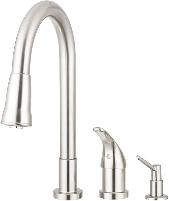 Pacific Bay Grandview Pull-Down Kitchen Faucet, Soap Pump (Satin Nickel)