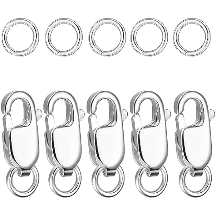 Dailyacc Lobster Claw Clasps for Jewelry Making, Gold & Silver with Jump Rings Secure Clasps for Necklace Bracelet DIY Craft