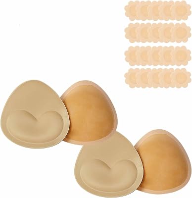 Double Sided Sticky Bra Kit, Reusable Adhesive Invisible Boob Pads, Push Up Sticky Bra Pads for Strapless Bikini Swimwear Sports Tops