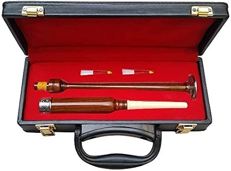 Rosewood Scottish Practice Chanter Engraved Mounts with Carrying Hard Case 2 Free Reeds