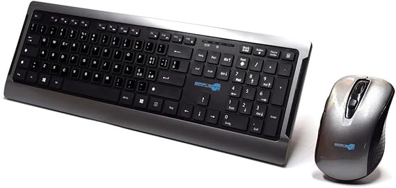 SIMPLETEK - Kablosuz Klavye ve Fare Kiti | İtalyan düzeni IT QWERTY, Sessiz/Multimedya Tuşları, Fare 1600 DPI, 10 m Menzil