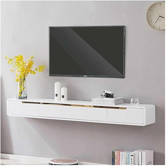Floating TV Stand - Wall Mounted Media Console - Entertainment Center TV Cabinet - Audio/Video Shelf - Space-Saving(White,120x24x20cm)
