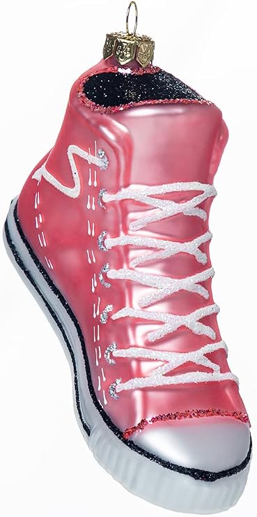 Set of 2 High Top Sneaker Shoe Blown Glass Ornaments for Christmas Tree