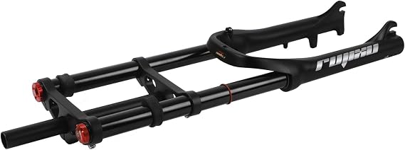 20/26 Inch Fat Bike Fork 4.0 Tire Mountain Bike Air Suspension Fork Travel 180mm 1-1/8" Straight Snow/Beach/E-Bike Front Fork Double Crown XC/AM 9 * 135mm QR Damping Adjust(Black,20in)