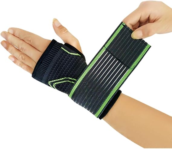 2PCS Compression Wrist Support Sleeve with Adjustable Compression Strap for Carpal Tunnel, Tendonitis, Wrist Pain
