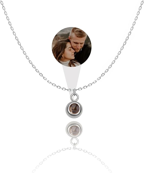 Necklace with Picture Inside, Personalized Picture Necklaces Photo Necklace Christmas Gifts for Couple