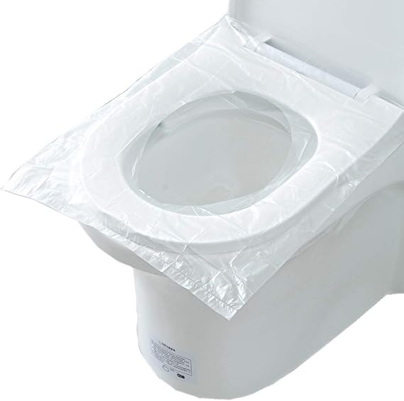 50Pcs Disposable Toilet Seat Covers Plastic Travel Waterproof Potty Seat Cover Toilet Seat Pad Mat Cushion for Adults Travel Hotel Hospital Office Sanitary, Clear