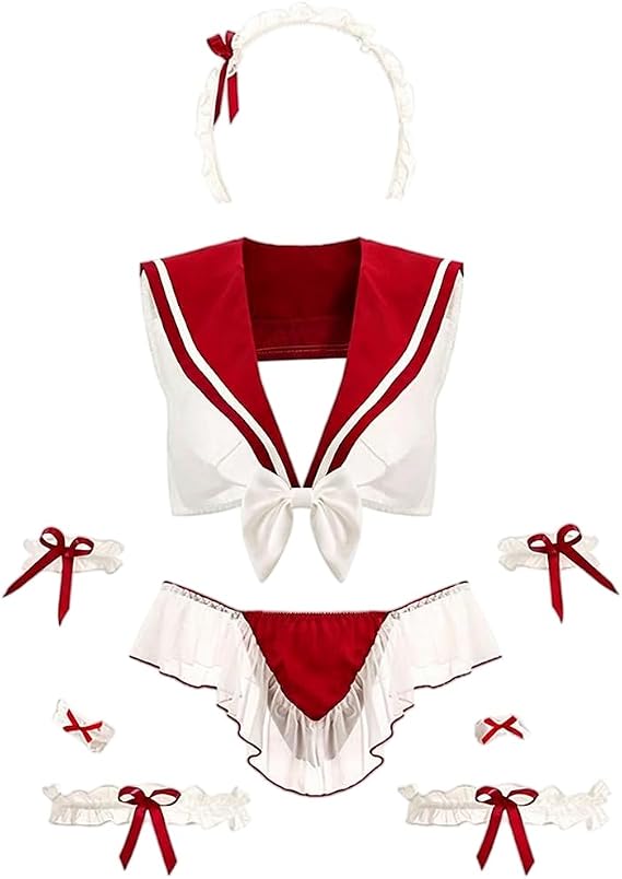 JasmyGirls Japanese School Girl Cosplay Lingerie Kawaii Anime Schoolgirl Roleplay Costume Cute Lolita Bikini