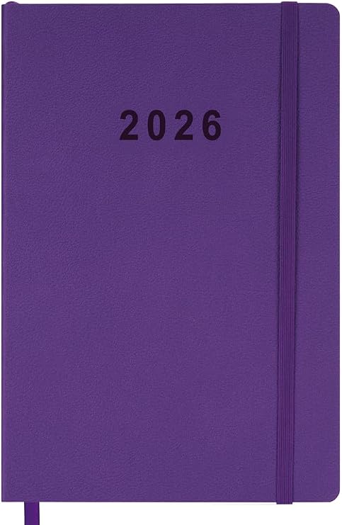 2026 Planner - Weekly and Monthly Planner, Jan 2026 - Dec 2026, Holidays, Contacts and Notes Pages, Vegan Leather Cover, Elastic Closure, 5.5x8.25, Purple