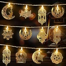 Hying 30 LED Ramadan String Lights Moon Star Eid Lights for Eid Mubarak Decorations, LED Eid Hanging Lantern String Light Battery Operated Ramadan Fairy Lights for Home Ramadan Party Decorations