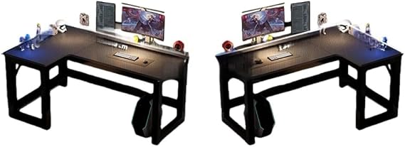 Corner L-Shaped Gaming Desk, Computer, Width 47.2 / 55.1 / 63.0 inches 120 / 140 / 160 cm, Desktop, Home, Double, Bookcase, Bedroom, Office, Workbench Interchangeable, Double Layer Storage