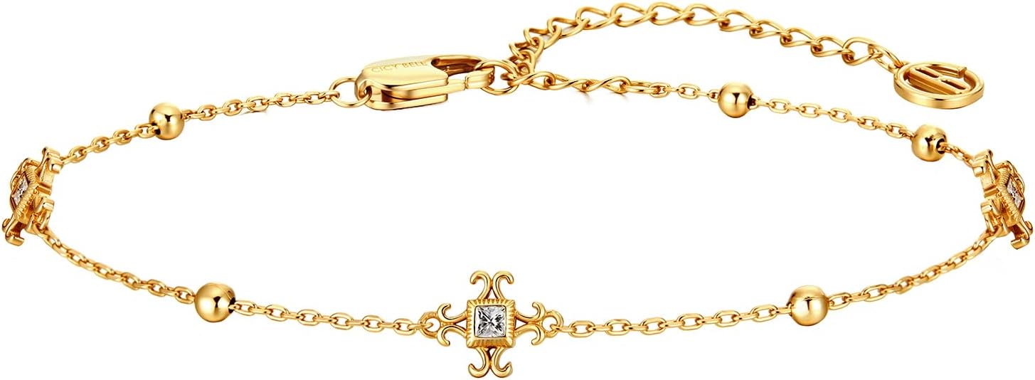 Cicy Bell Hand Chain Bracelets for Women 18K Gold Plated