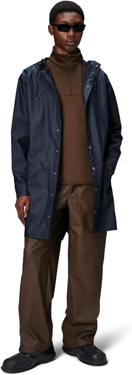 RAINS Long Jacket Waterproof Raincoat for Men and Women, Hooded