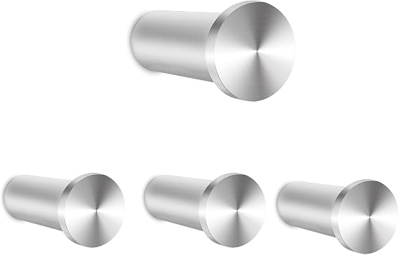 Feligio 4 x Screw Hooks Stainless Steel Brushed Silver
