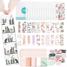 YOPPIX 6x2 Acrylic Bookmark Blanks- 20 Set Bookmark Making Kit with 20 UV DTF Stickers About Booklover Theme 20 Ribbon 80 Bookish Stickers for DIY Your Crafts Gift for Book Lover