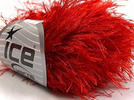 Red Extra Long Eyelash Yarn Ice Luxurious Fun Fur 50gr 38yds 13278