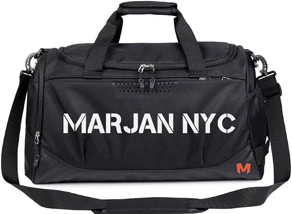 Canvas Gym Bag, Black, Wear-Resistant Sport Duffel with Removable Hook, Multiple Compartments