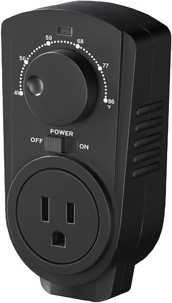 EconoHome Adjustable Thermostat - Universal Plugin Heating & Cooling Thermostat - Compatible with Most EconoHome Wall Mount Space Heaters