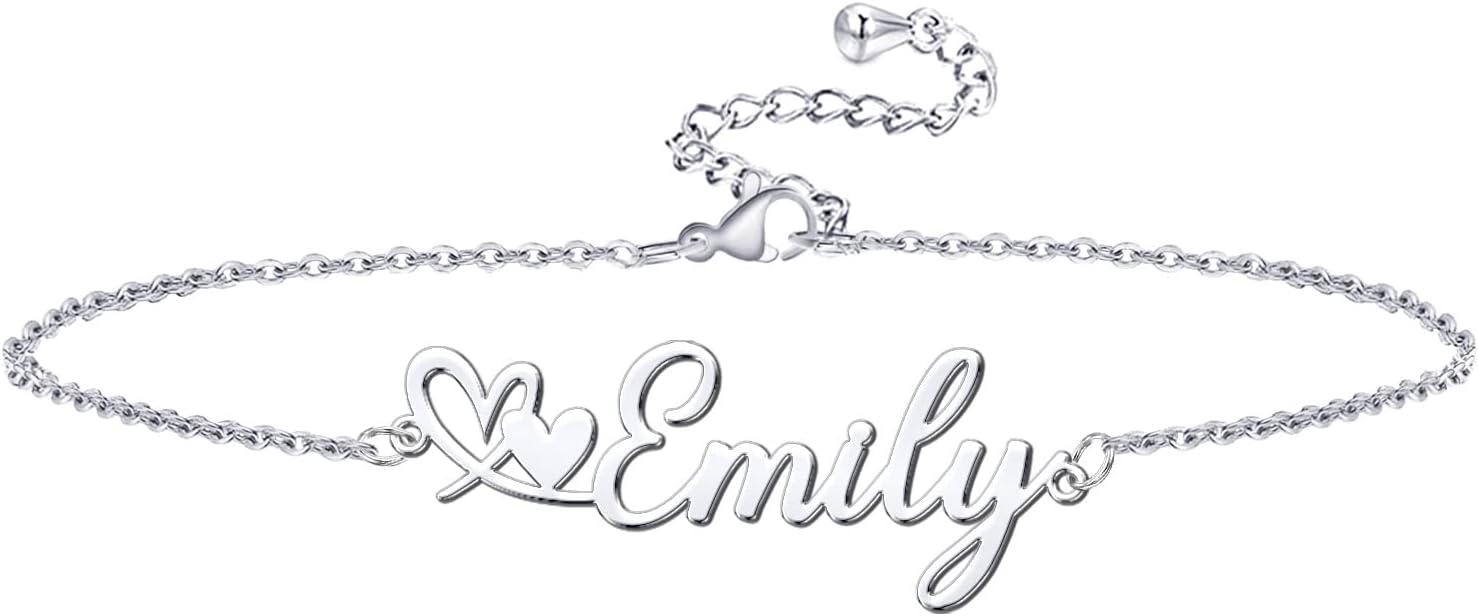 Novgarden Personalized Ankle Bracelets for Women, Sterling Silver Women Beaded Name Anklets with Cuban Chain Link Custom Bracelets Summer Beach Jewelry for Teen Girls