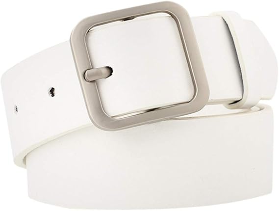 Dirk41 Luxury Fashion Belt Belt with en Belt Buckle Buckle Decorative Belt Men's Belt Leather Shiny Belt Men (White, One Size)