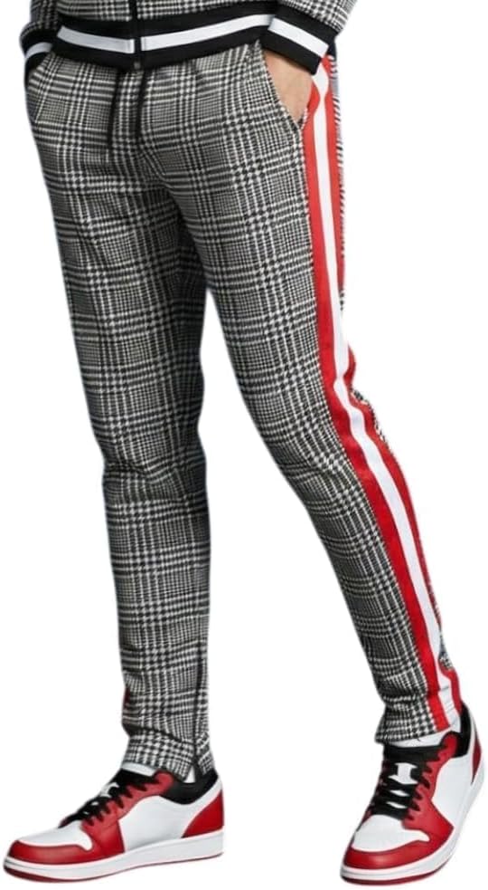 SCREENSHOT-Checker Pattern Track Pants Mens Premium Urban Fashion Streetwear Bottoms - Straight Fit