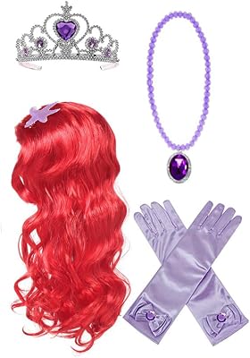 Princess Mermaid Wig Ariel Braid Princess Mermaid Ariel Dress Up Halloween Costume Cosplay Accessories for Kids Girls