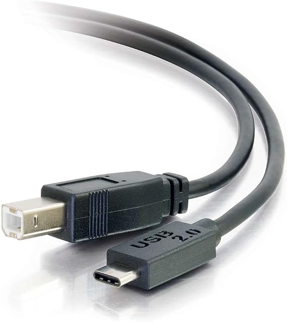 C2G/Cables To Go 28859 USB 2.0 USB-C to USB-B Cable Male/Male (6 Feet) Thunderbolt 3, Tablet, Chromebook Pixel, Samsung Galaxy TabPro S, LG G6, Macbook