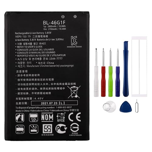 New Rechargeable Battery BL-46G1F Compatible with LG LV5K20 Plus LGMP260, TP260, VS501, LV532GB, K20V, M255 with Tools