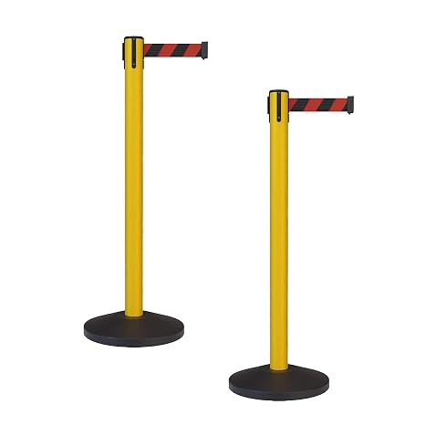 Crowd Control Warehouse Set of 2 Safety Retractable Belt Barrier Stanchions