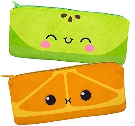 Cutie Fruities - Scented Pencil Pouch (Orange & Apple) - Gifts for Kids, School Supplies, Classroom Rewards by Scentco