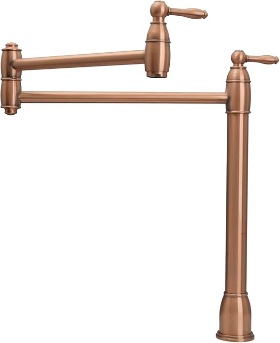 Akicon Copper Pot Filler Faucet for Kitchen-Mounted Double-Jointed Retractable-Akicon