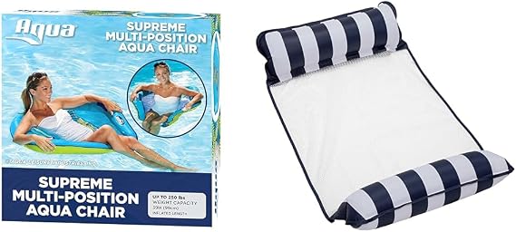 Aqua Deluxe Supreme Hex Pool Chair Lounge with Aqua Original 4-in-1 Monterey Hammock Pool Float - Adult Pool Floats