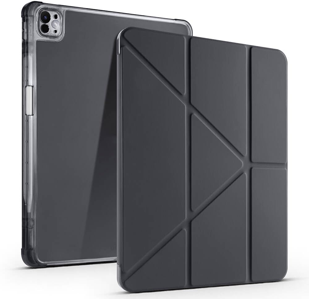 Coverzone iPad Air 13 2025 ile uyumlu 13 inç M3 A3269-A3271-A3268 Kılıf Kalem Koyma Bölmeli Stand Olan Uyku Modlu Suni Deri, Yarı transparan Silikon Arka Yüzey ergonomik yapılı, Attravtive Smart Cover