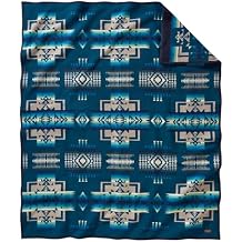 Pendleton Chief Joseph Jacquard Wool Blanket 64" x 80", Reversible Throw Blanket, Wool Felt Binding, Breathable, Napped for Softness, Great for Home and Travel