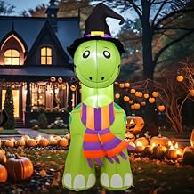 COMIN 6 FT Tall Halloween Inflatables Dinosaur Outdoor Decorations Blow Up Yard Decoration with Built-in LED for Yard Garden Party Lawn