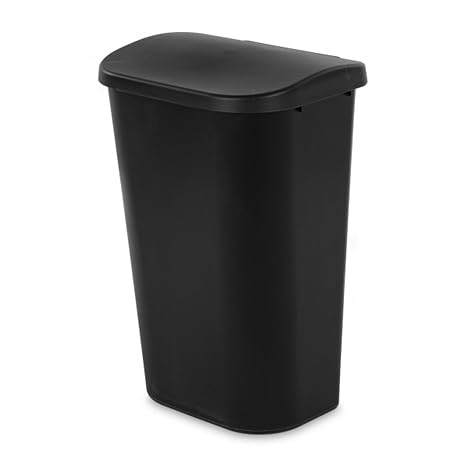 Sterilite Lift Top Wastebasket Trash Can 11.3 Gallon, Black, 24-Pack