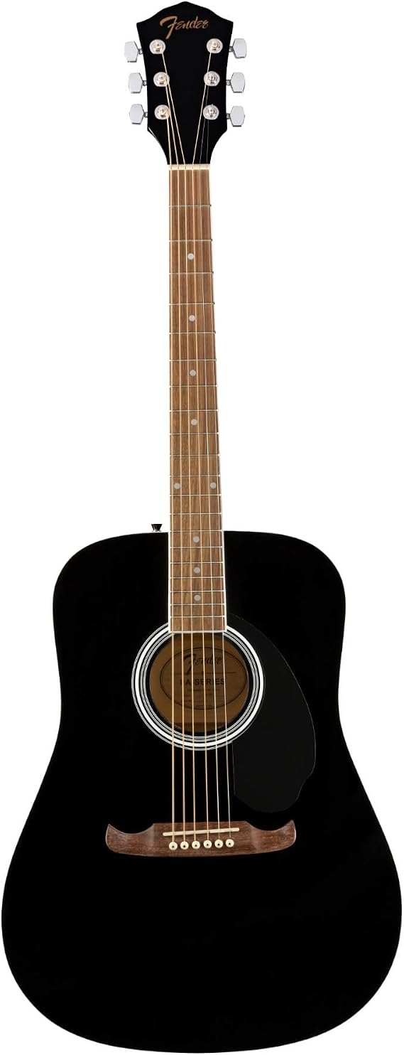Fender FA-125 Dreadnought Acoustic Guitar, Black, with Gig Bag